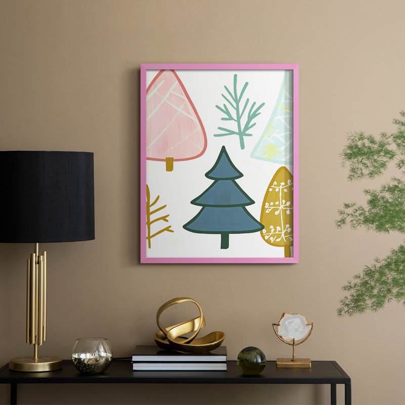 «Christmas Holiday Art CCLXVI», reproduction d'art encadrée - bois massif, H 15 po x l 12 po, Rose