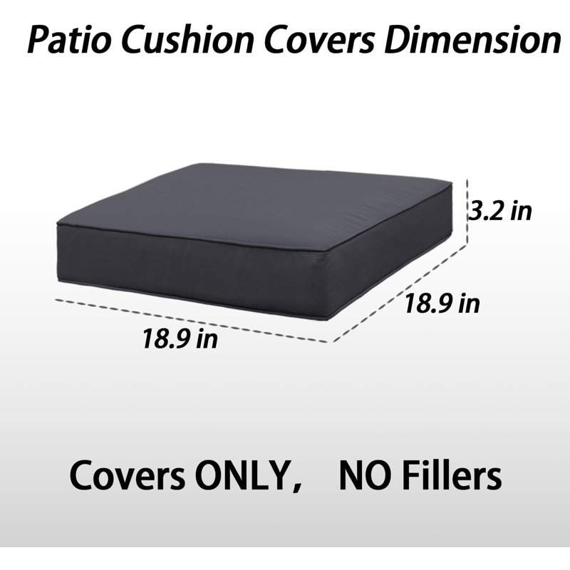 4-Pack 19x19x3 Inch Outdoor Water Resistant and Fade Resistant Polyester Fabric Seat Cushion Covers with Zipper Replacement Slipcovers for Patio Sofa Garden Chair and Indoor Couch