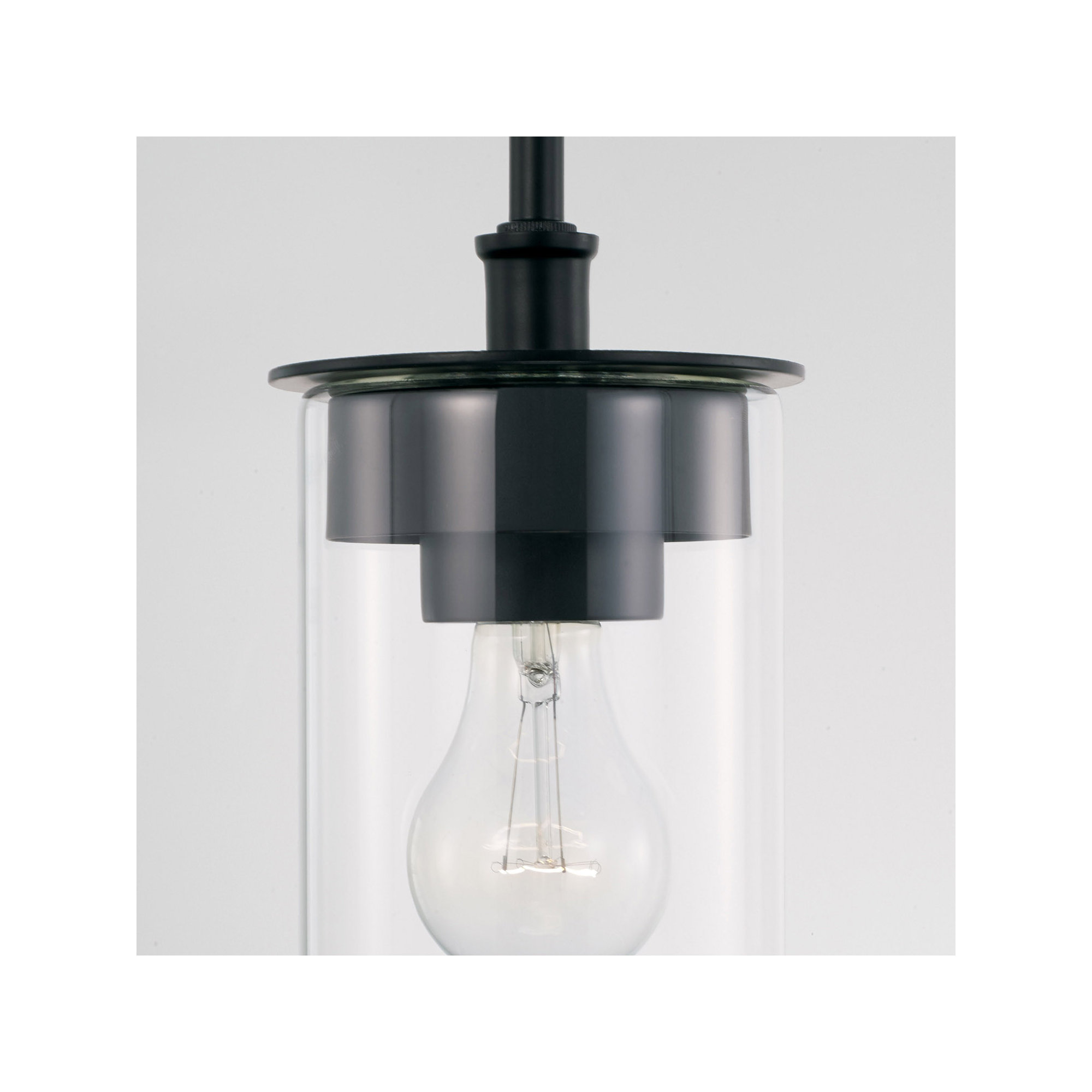 Single Light Glass Dimmable Pendant, Matte Black