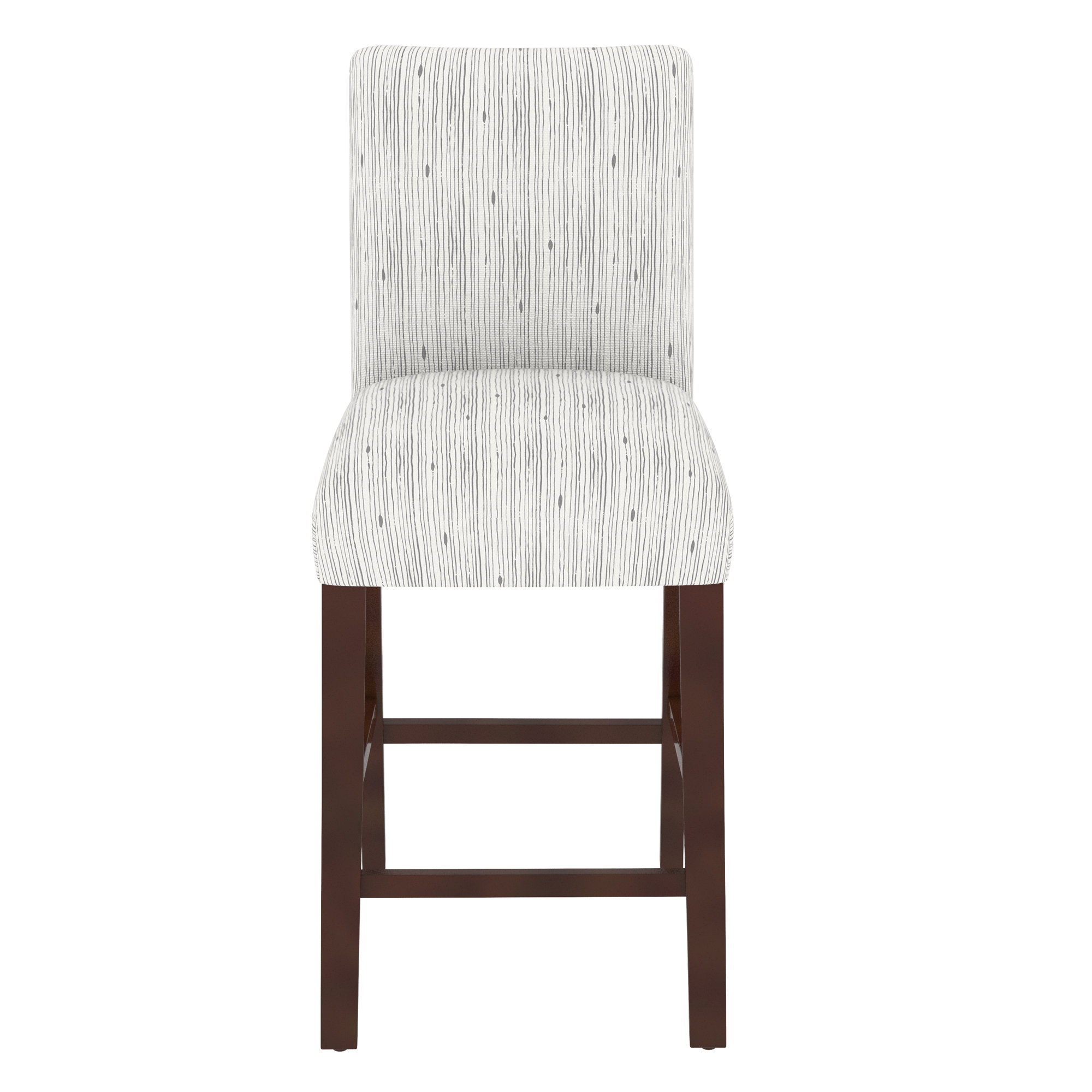 Hadrien Upholstered Stool, Bar Stool (31” Seat Height), Shibori Stripe Grey, Espresso