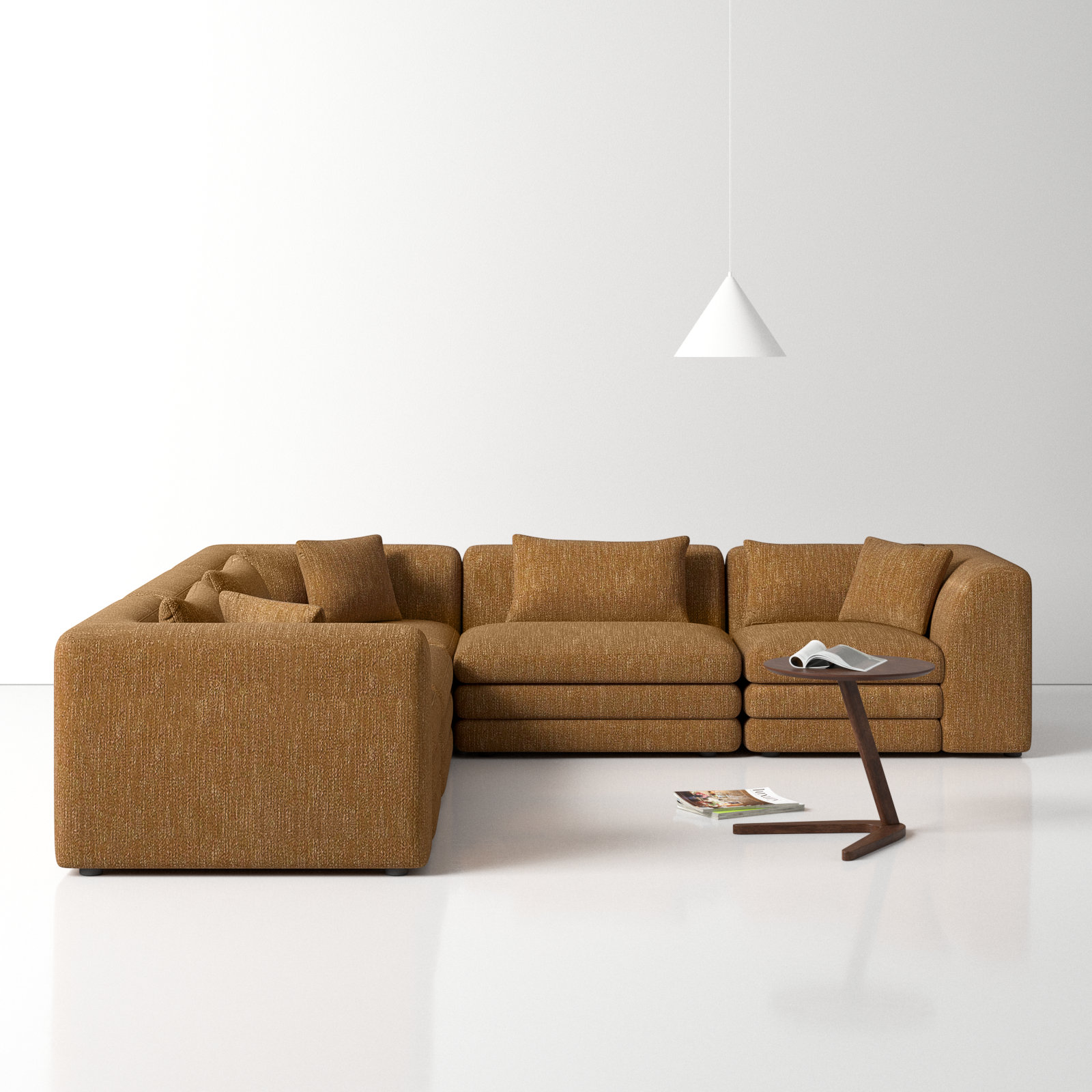 Donia Modular Upholstered Reversible Sectional, Amber Glow Mustard Tweed