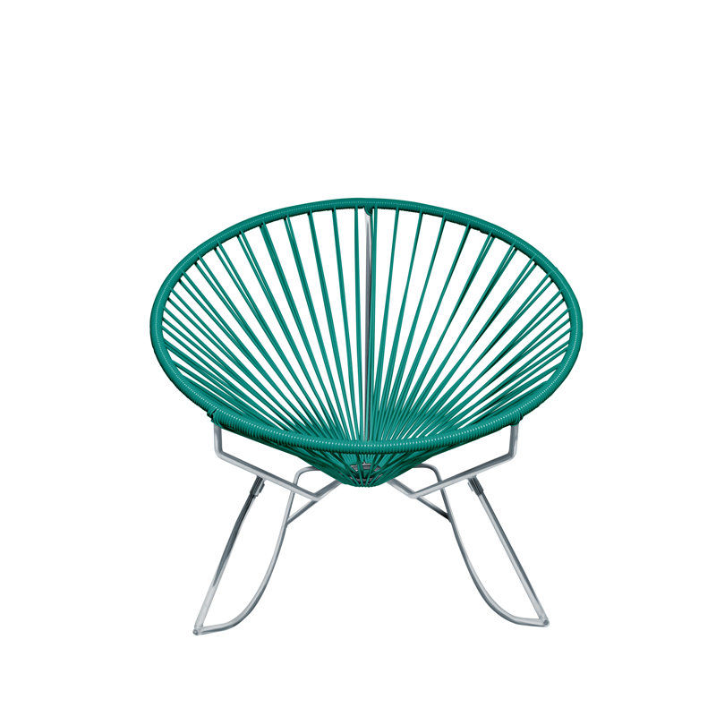 Chaise berçante intérieure / extérieure faite à la main Innit, Turquoise / chrome