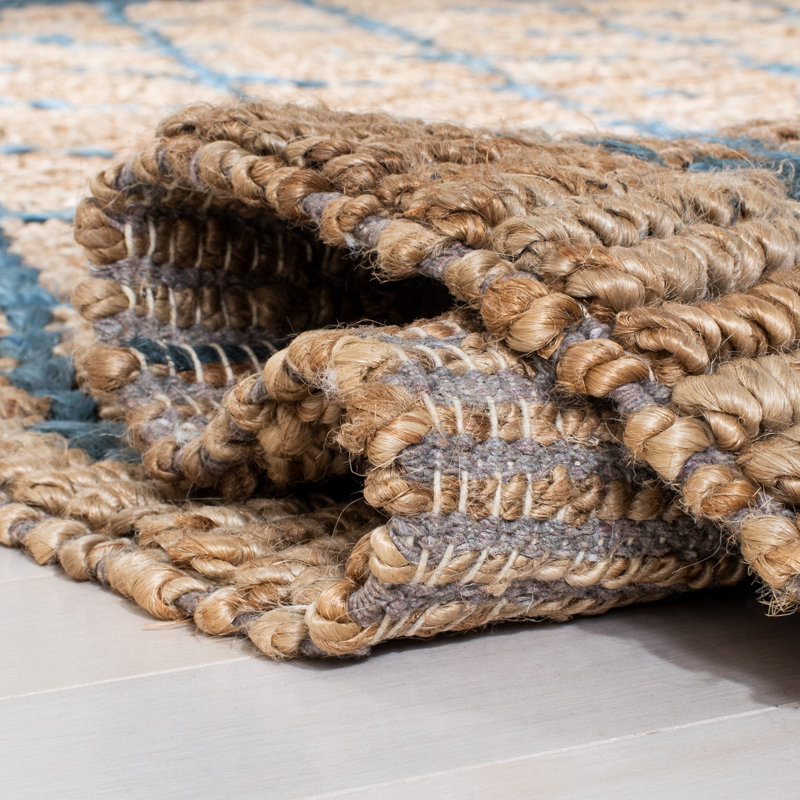 Tapis naturel en jute / coton tissé à la main Natural, Rectangle 3 pi x 5 pi