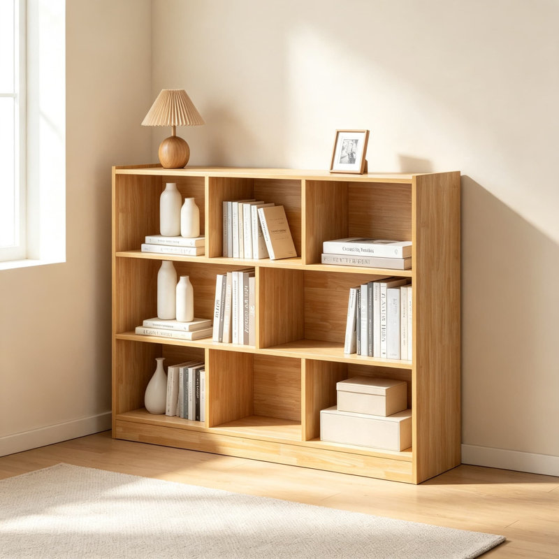 Bibliothèque ouverte en bois à 3 niveaux avec 8 compartiments, meuble de rangement multifonctionnel pour salon et bureau, vitrine autoportante pour organiser les livres et la décoration