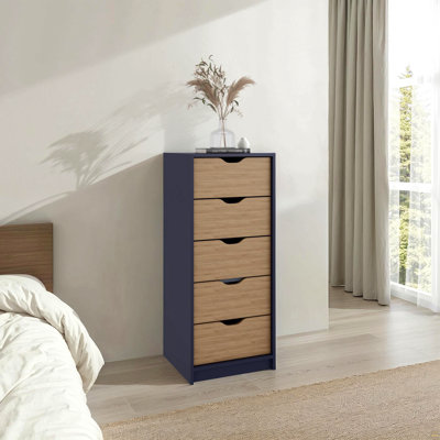 Commode haute 5 tiroirs Basilea, système coulissant