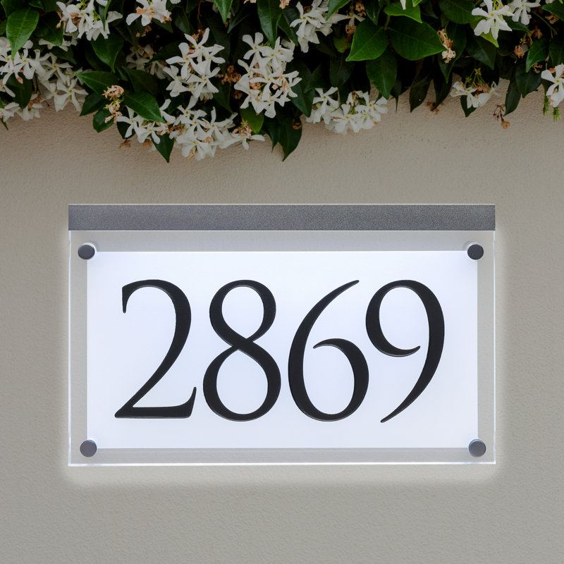 Plaque d'adresse sur 1 ligne, Chrome / Noir, Oui