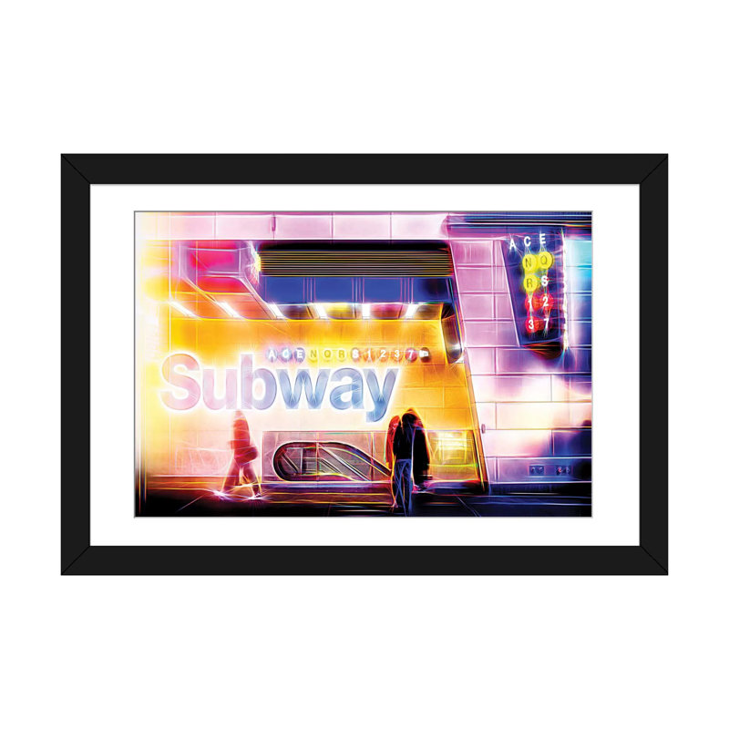 «Subway» par Philippe Hugonnard - Estampe numérique sur toile tendue avec châssis, Papier d'art encadré noir, Blanc