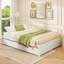 Structure de lit grand format en bois avec tiroirs de rangement roulants-450043208