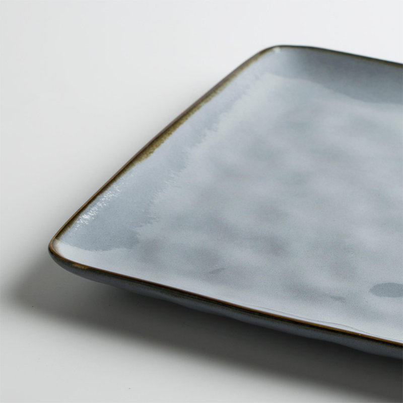  9.75'' Stoneware Square Dinner Plate (Set of 6), Blue