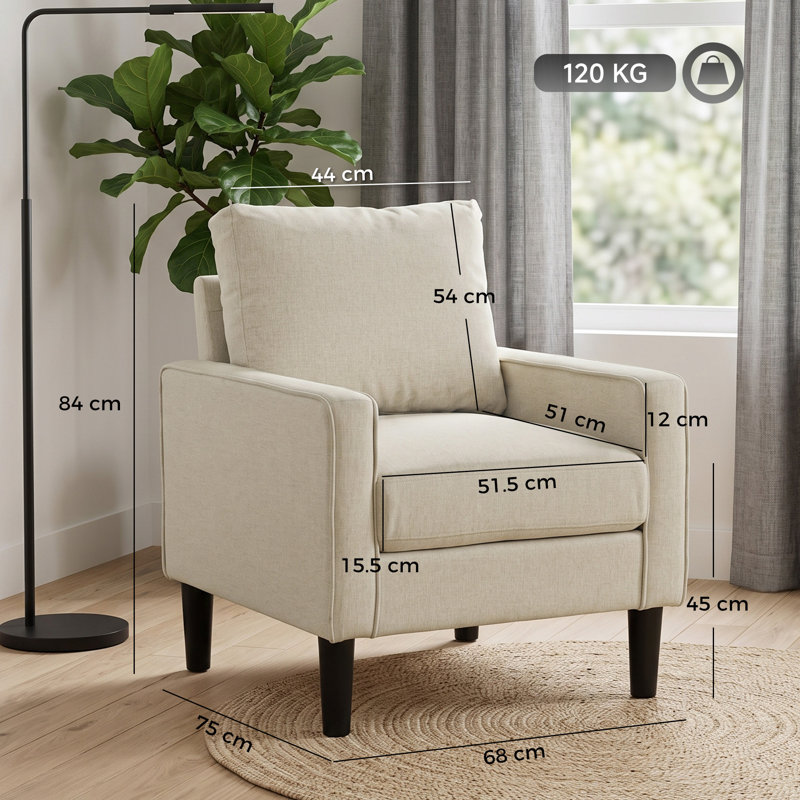 Upholstered Armchair, Cream Linen