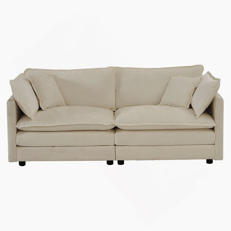 Ensemble de causeuse 2 places et fauteuil 2 pièces Ensemble de causeuse en chenille beige, Beige
