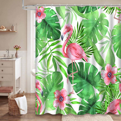 Flamants roses tropicaux sans soudure, aquarelle, feuilles, palmier avec 12 crochets