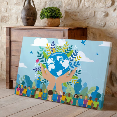 Canvas Create A Vibrant Colorful Illustration Depicting A Diverse Group Of Wall Art People Standing Together In Unity Showcasing Canvas Wall Art