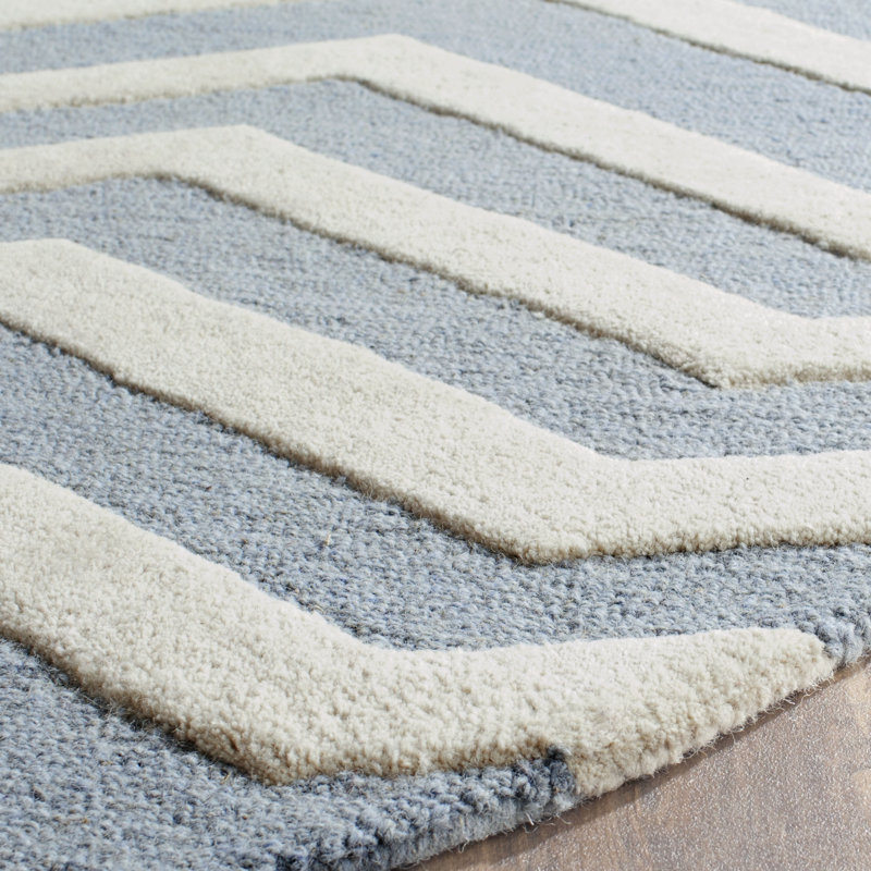 Sanyla Hand Tufted Wool Chevron Rug, Rectangle 3' x 5'