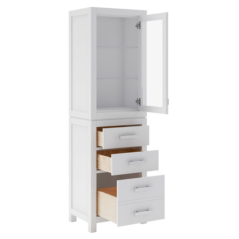Esita Solid Wood Linen Cabinet, White