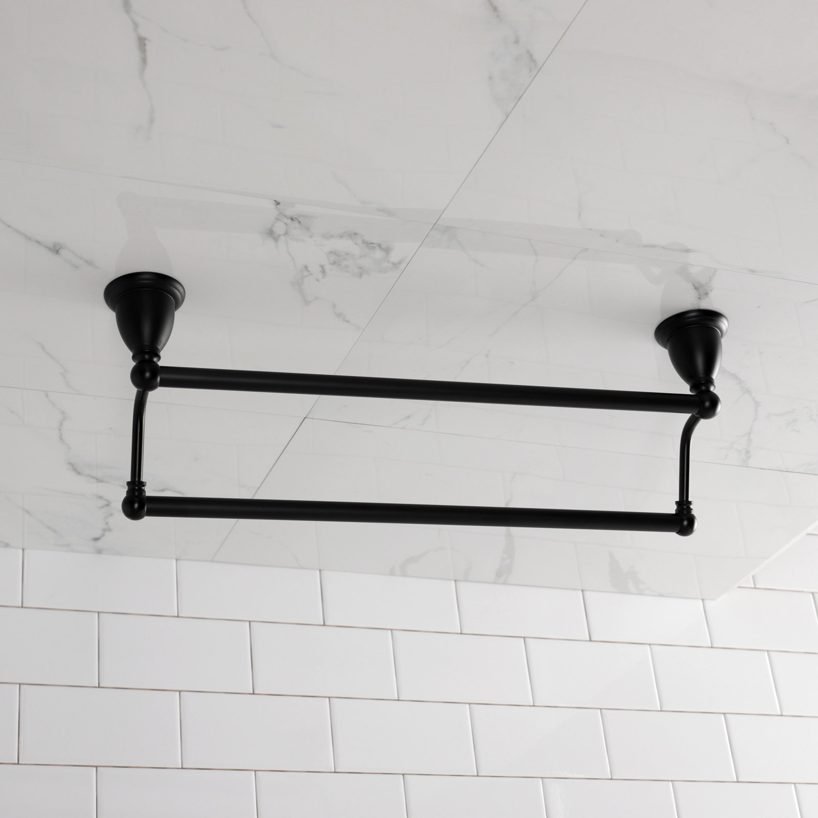 Kingston Brass Heritage 18-Inch Dual Towel Bar, Matte Black