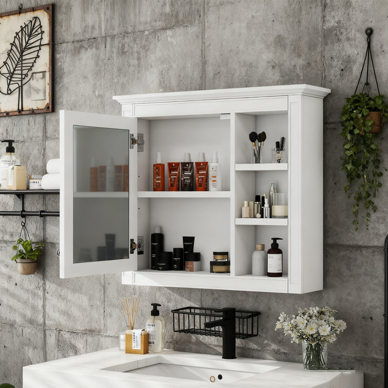 Pharmacie moderne 30 po x 28 po - fixée au mur (miroir + 3 tablettes ouvertes, sans meuble-lavabo)