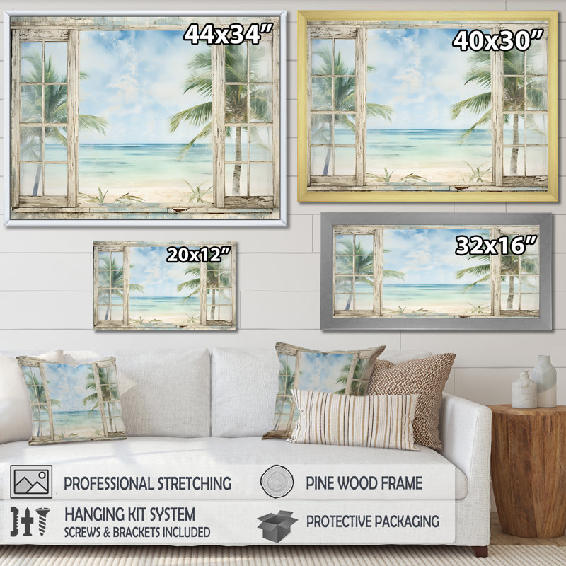Décoration tropicale fenêtre tropicale horizon II - fenêtres côtières, Cadre flottant brun, H 12 po x l 20 po x P 1 po