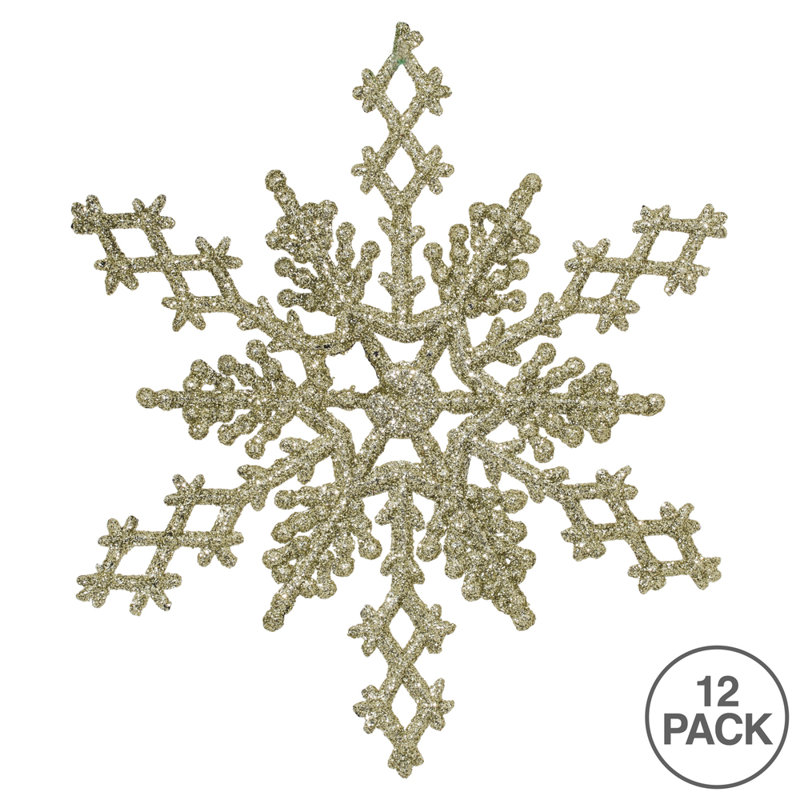 Ornement en forme de flocon de neige scintillant, Champagne, l 8 po x P 8 po