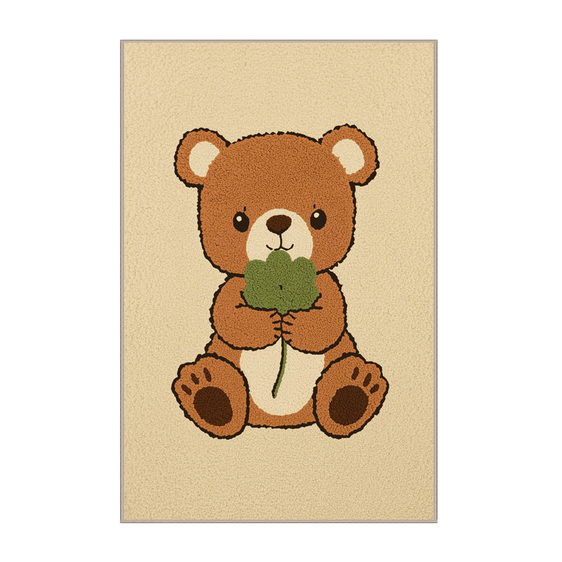 Soft Plush Everitt St Patties Modern & Contemporary Abstract Area Rug in Beige – Beige Binding, 2x4