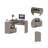 Mix L-Shaped Desk, Light Gray with Keyboard Tray, Two Drawers & Single Open Shelf