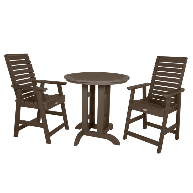 Machado 2-Person 36" Round, Counter-Height Dining Set, Weathered Acorn