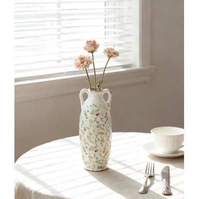 Vase en céramique 5,9X5,9X15,6 "avec motifs floraux multicolores