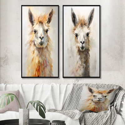 Furry lama - ensemble de 2 reproductions d'art mural lama