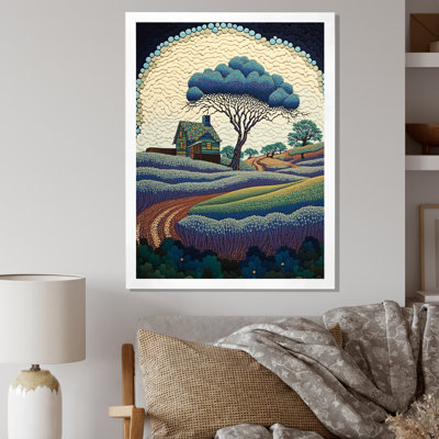 Field of Blossoming Bluebonnets avec arbre sur toile