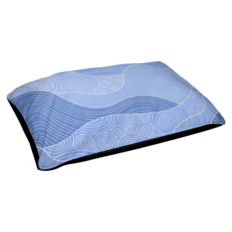 Byrge Geometric Polyester Pet Bed, Small (29.5" W x 19.5" D x 9.5" H), Dark Blue