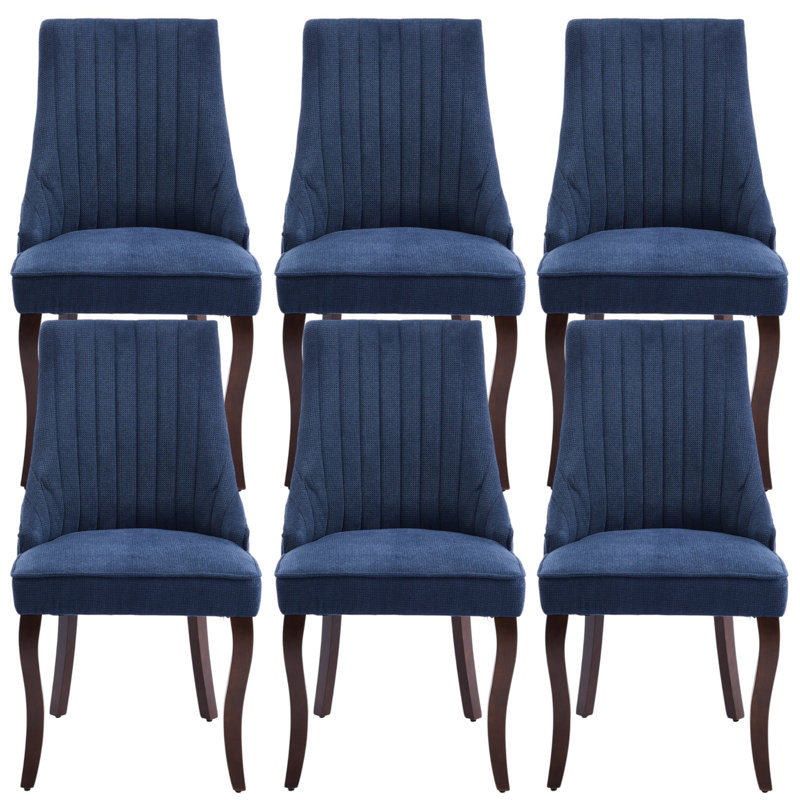 Chaises de salle à manger en bois massif Seita, Bleu