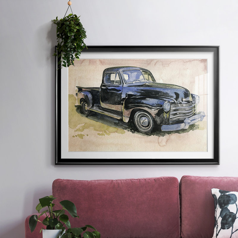 Antique Pickup II, reproduction d'art encadrée, Noir, H 27 po x l 39 po x P 1,5 po