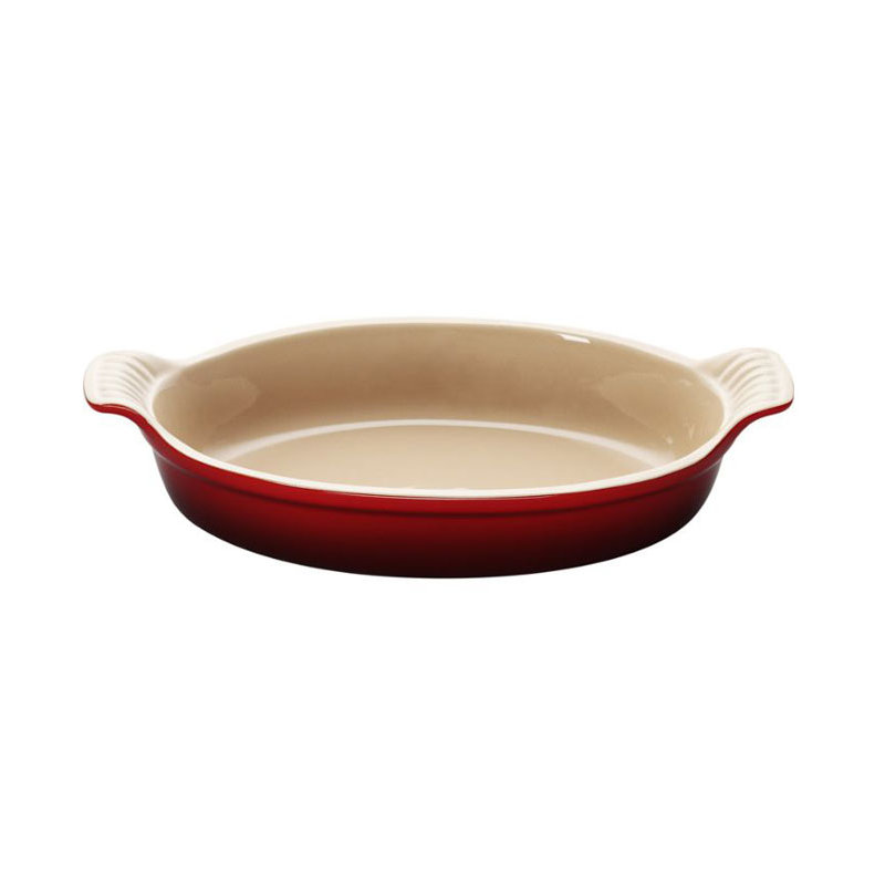 Le Creuset Heritage Stoneware Au Gratin Dish, 2.62" H x 8.25" W x  13.75" L, Cerise