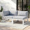 Canapé d'extérieur surdimensionné en aluminium 2 pièces avec coussins de 4 po