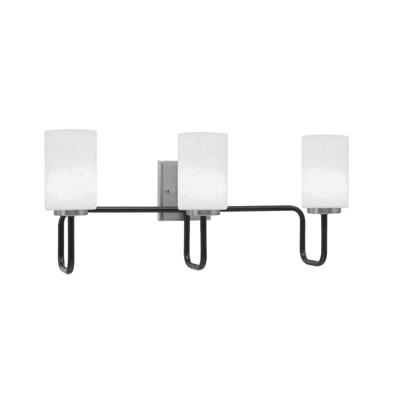Barre d'éclairage de salle de bain 3 lumières Amarmula, noir mat et finition graphite, verre mousseline blanc 4 po