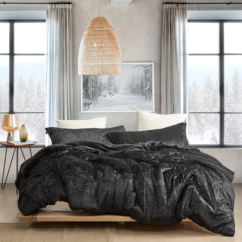 Velvet Crush Coma Inducer Oversized Comforter Set, Black, King Comforter + 2 King Shams