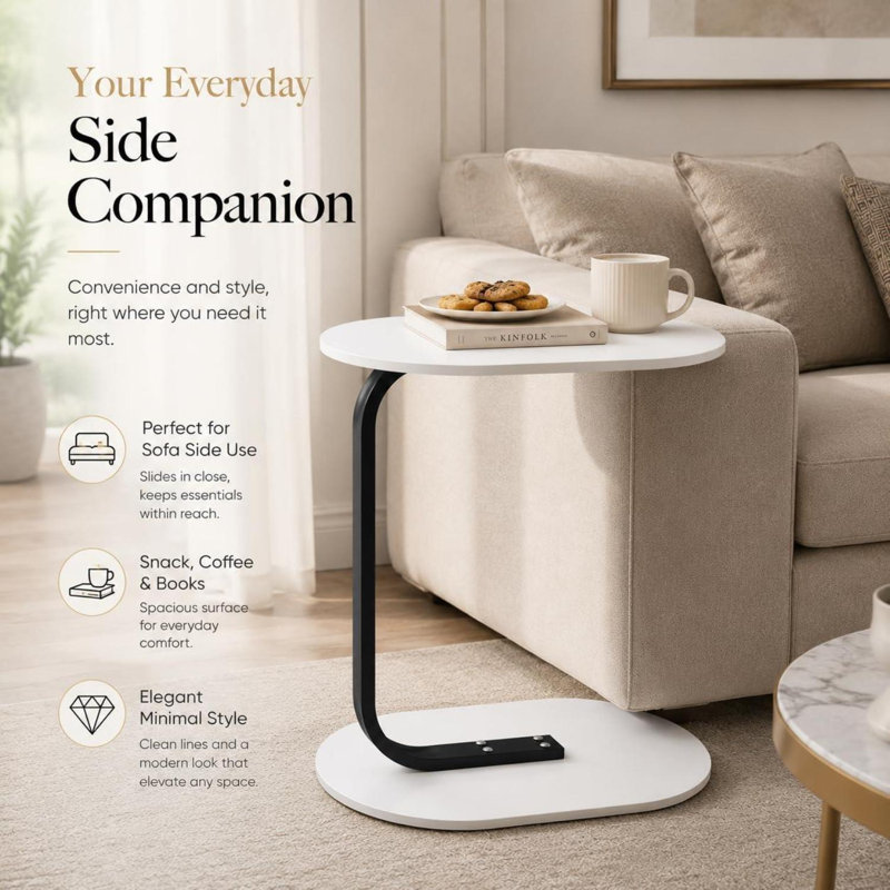 45 cm W Bedside Table, White