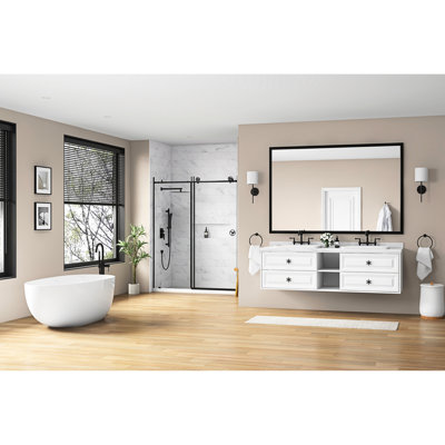 72 po X 48 po Miroir de salle de bain en métal avec cadre rouille, reflet transparent, style moderne, noir mat, grand miroir à cadre horizontal ou vertical