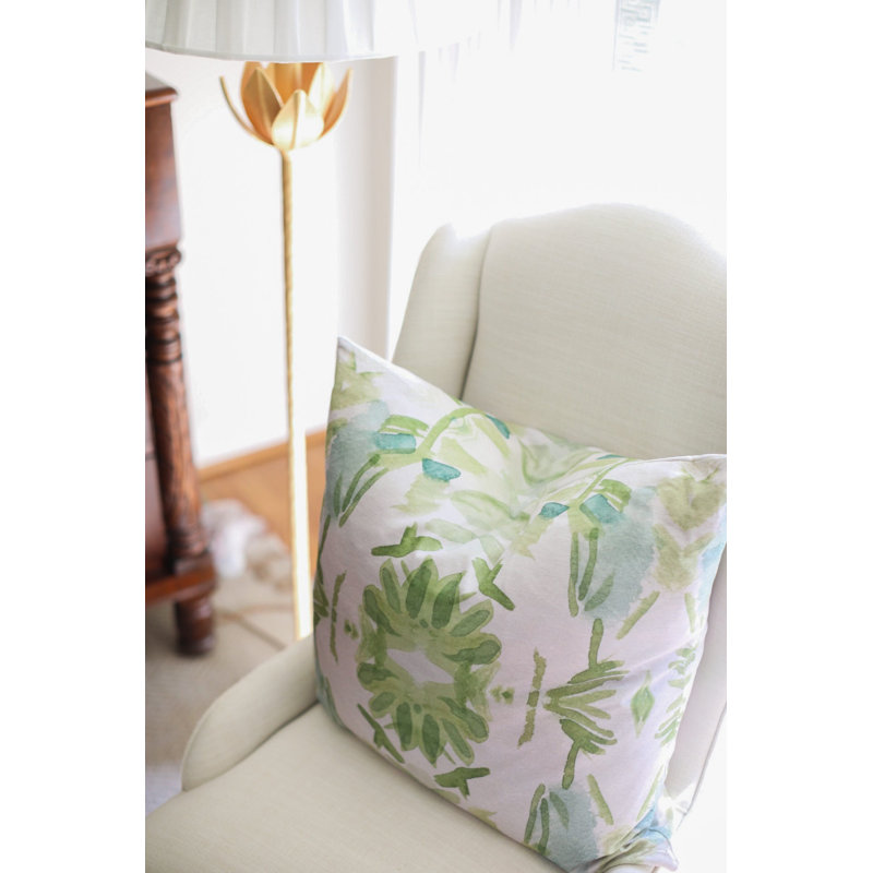 Wildflowers I Large Repeat Luxury Throw Pillow, Blue/Sage Green Floral, 22"H x 22"W
