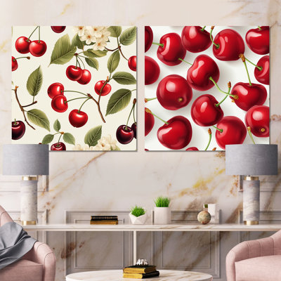 Simple motif de fleurs de cerisier I - ensemble de 2 décorations murales cerise