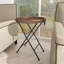 Table d'appoint latérale en métal avec plateau en bois brun