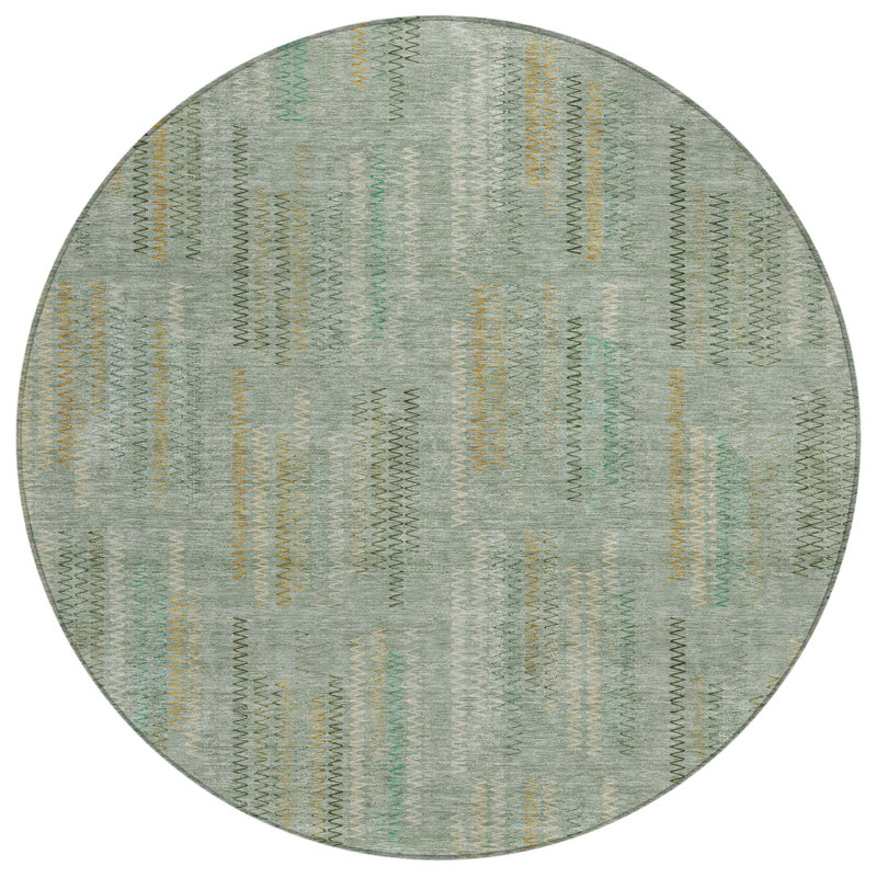 Machine Washable Indoor/Outdoor Chantille ACN2887 Modern Rug, Aloe, 8' Round
