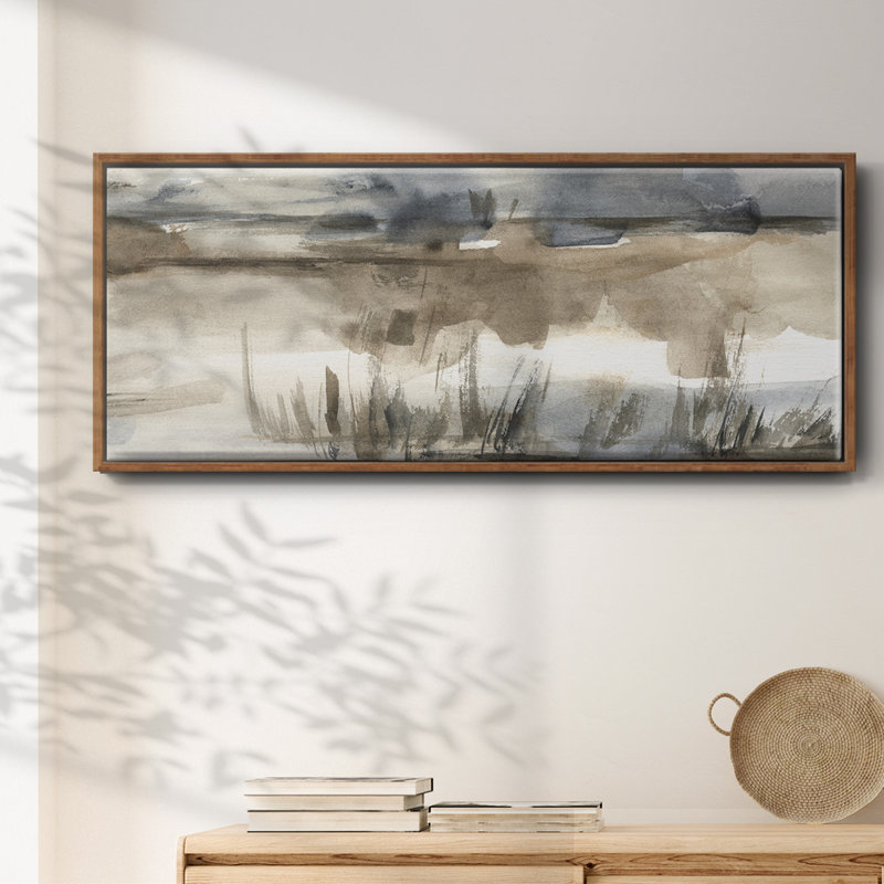 BlueGrey Marsh I- Framed Canvas, 20" H x 50" W