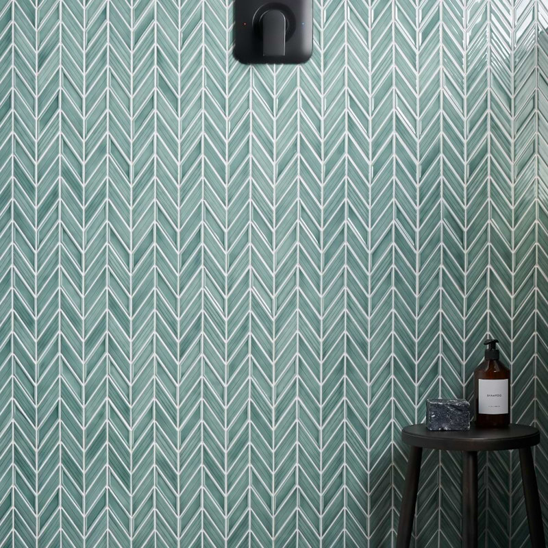 Brookline Chevron 1x5 Glossy Ceramic Mosaic Tile, Warm Gray