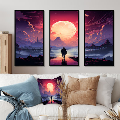 Mauve et rose, promenade au désert au coucher du soleil I - Désert, art mural