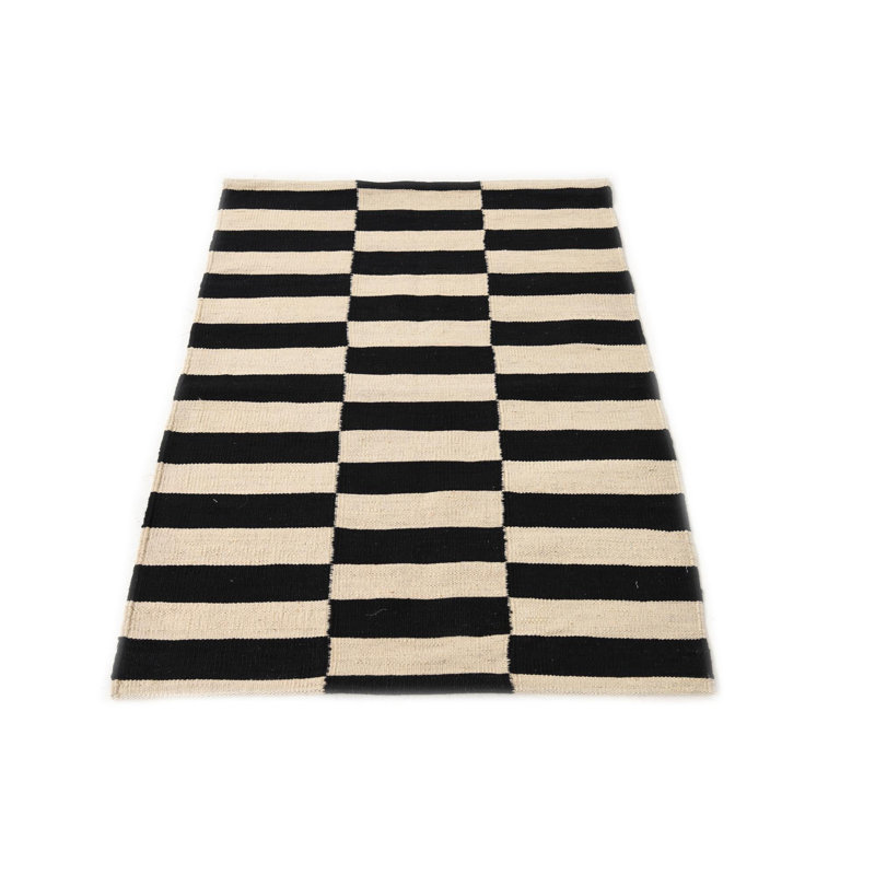 Tapis noir et blanc 3 x 4 Parrett