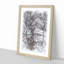 Reflection Of The Pink Blossom Trees Sketch - Single Picture Frame Print on MDF-57078357-57078358