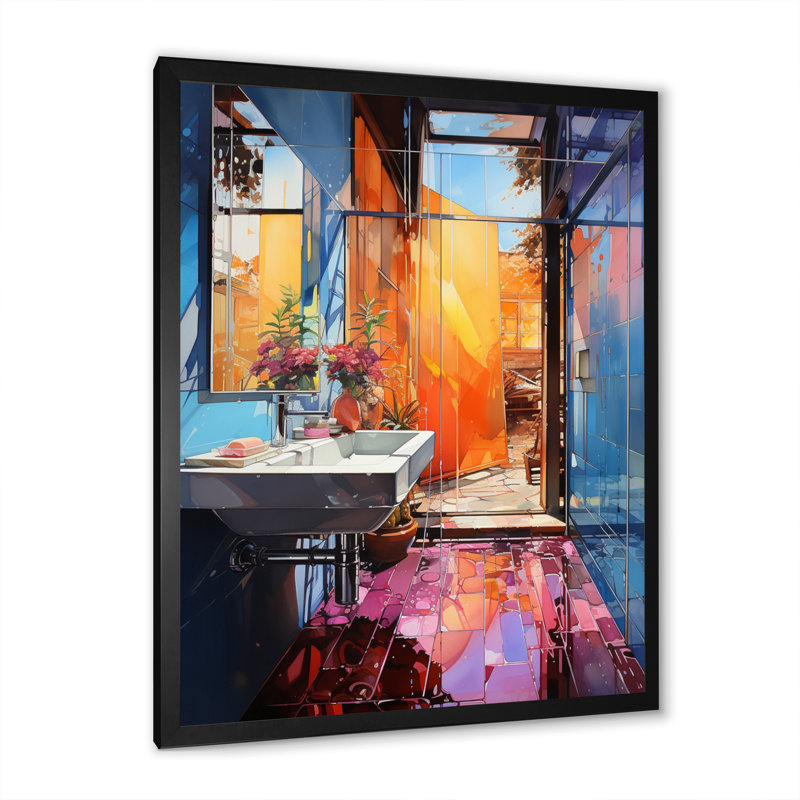 Lilliann Bathroom Abstract Reflections I, reproduction d'art sur toile, Cadre photo noir, H 20 po x l 12 po x P 1 po