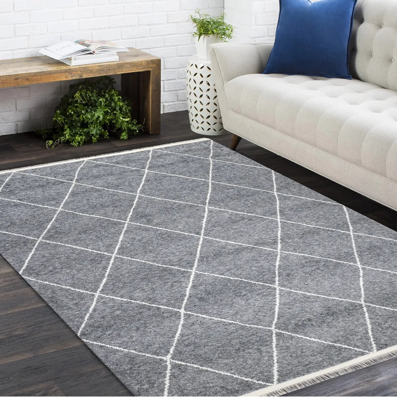 Wallis Handmade Geometric Wool Area Rug, Rectangle 5' x 8'