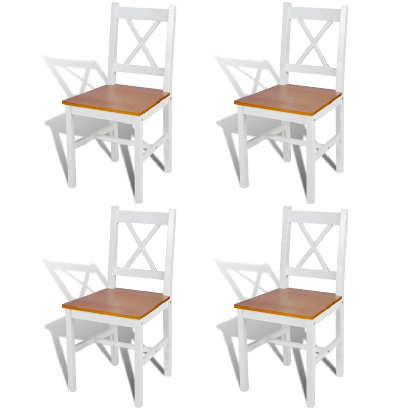Chaise de salle à manger, 4, Brun / blanc